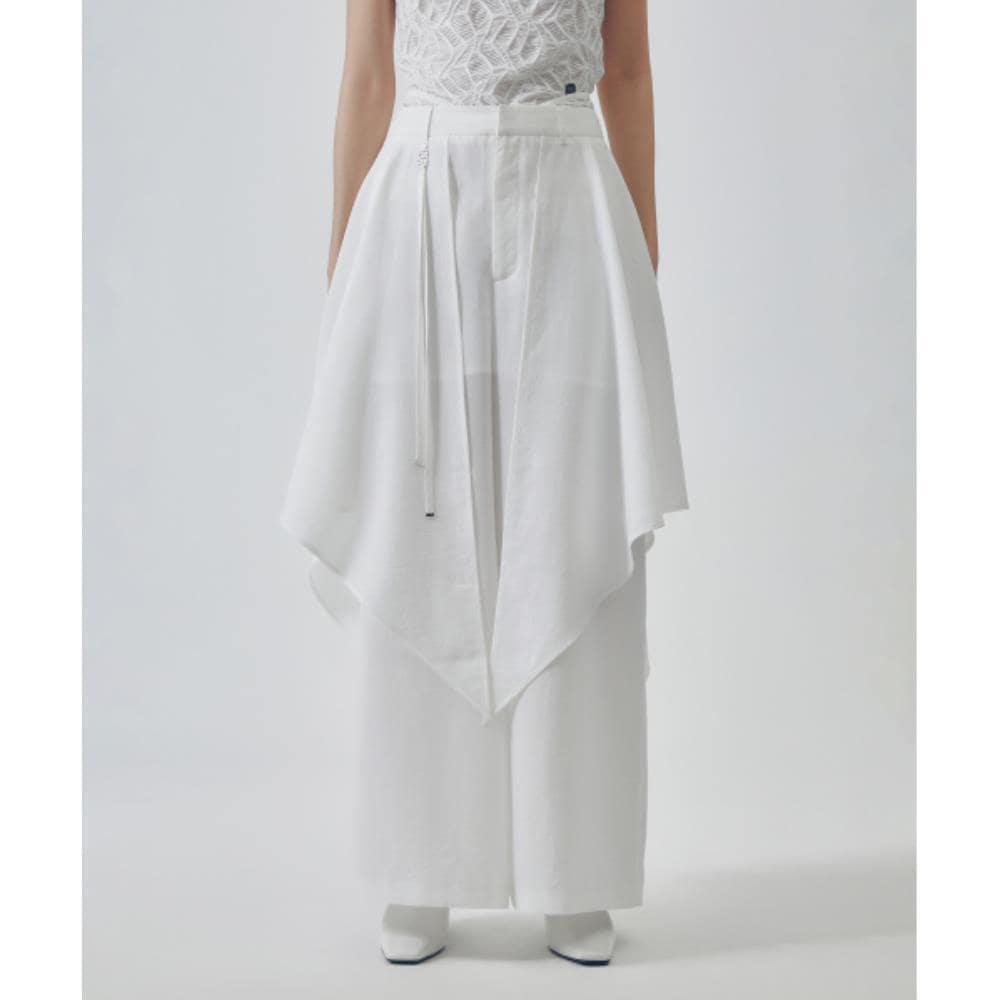 TREEMINGBIRD Layered Drape Strap Trouser White TM2535P