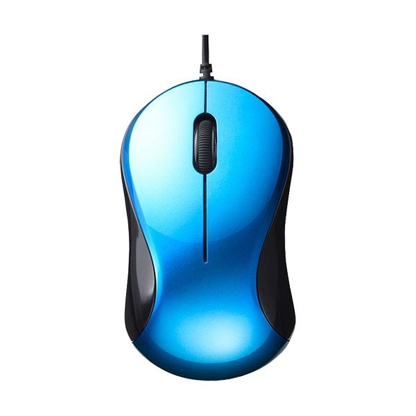 （まとめ） バッファロー 有線 BlueLED 静音3ボタンマウス ブルー BSMBU100BL 1個 10セット