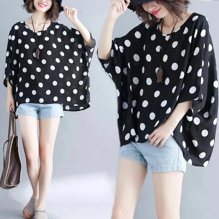 【20点セット】【送料無料】ブラウス　シャツ　ドット柄　水玉　ドルマンブラウス　ドルマン フェミニン 　ドルマン きれいめ おしゃれ レディース　半袖　大きいサイズ　おしゃれ　薄手 普段使い　春夏