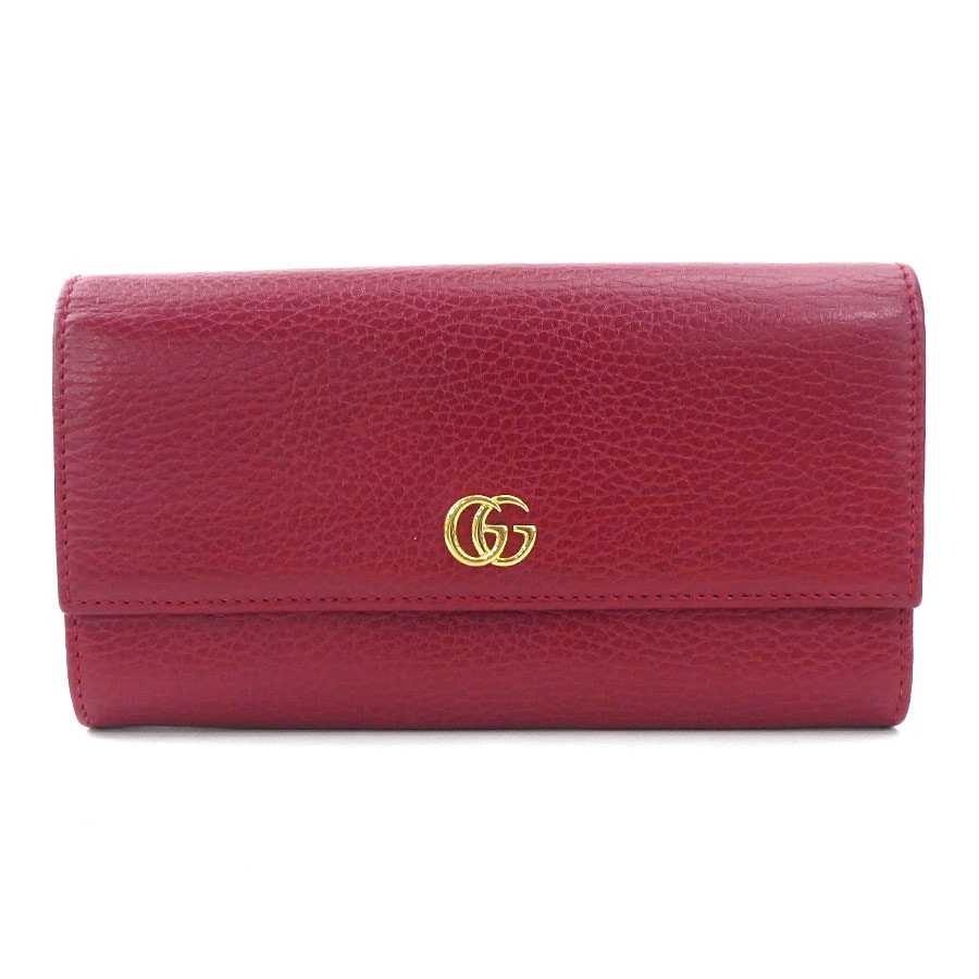 グッチ GUCCI 長財布 GGマーモント GG MARMONT　 レザー レッド ユニセックス 456116 t19598a