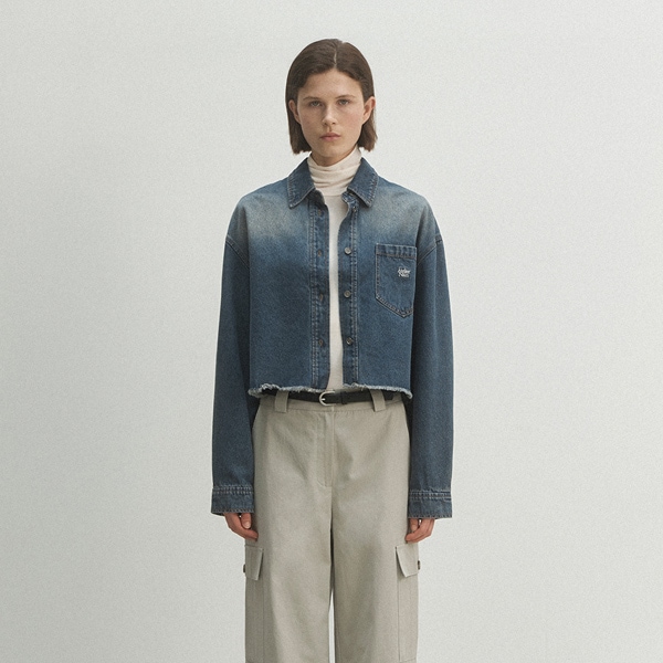 (BL-4256)AUBE CROP DENIM SHIRT