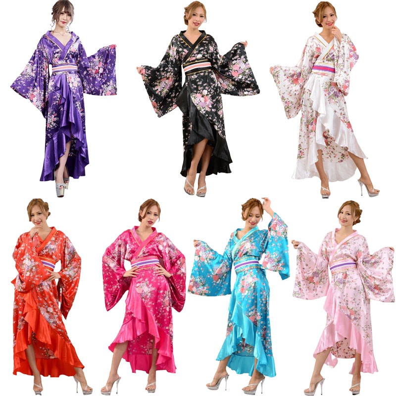 帯付きゴールドパイピングフリル花魁着物ロングドレス コスチューム コスプレ キャバドレス [0367] 4,985円