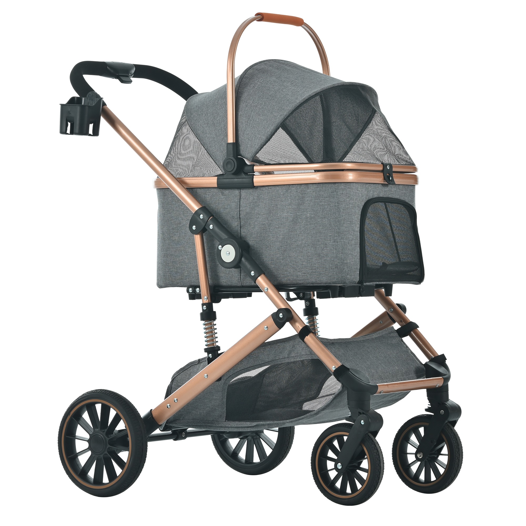 ペットカート Msize 対面式 分離式 2way 折りたたみ 多頭 中型犬 小型犬 フルオーペン 4輪 アルミ製 収納 軽量 ストッパー付き ダンパー付き 組立簡単 犬カート ドッグカートペット