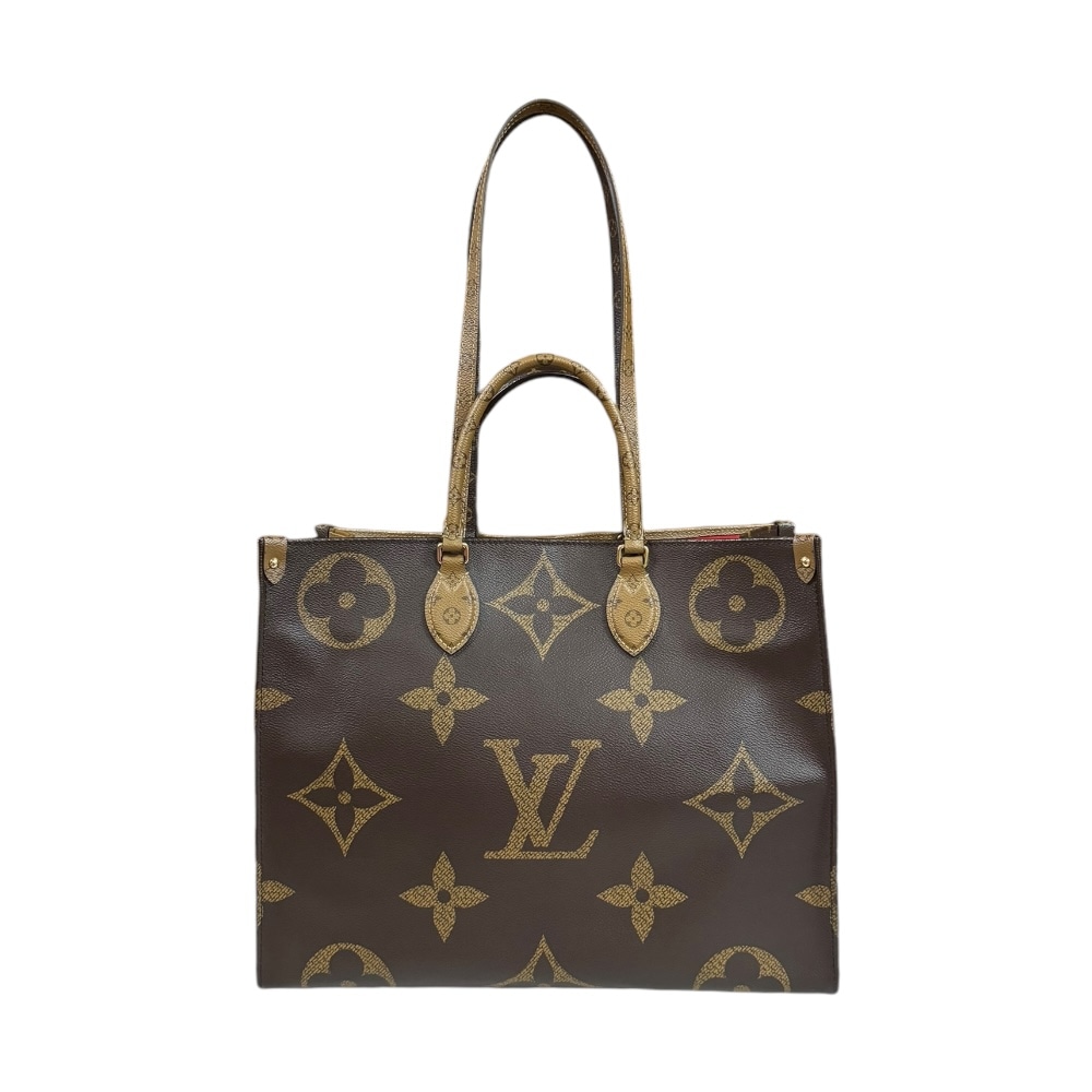 ルイヴィトン オンザゴーGM モノグラムジャイアント ショルダーバッグ モノグラムリバース M45320 ブラウン LOUIS VUITTON 中古 美品