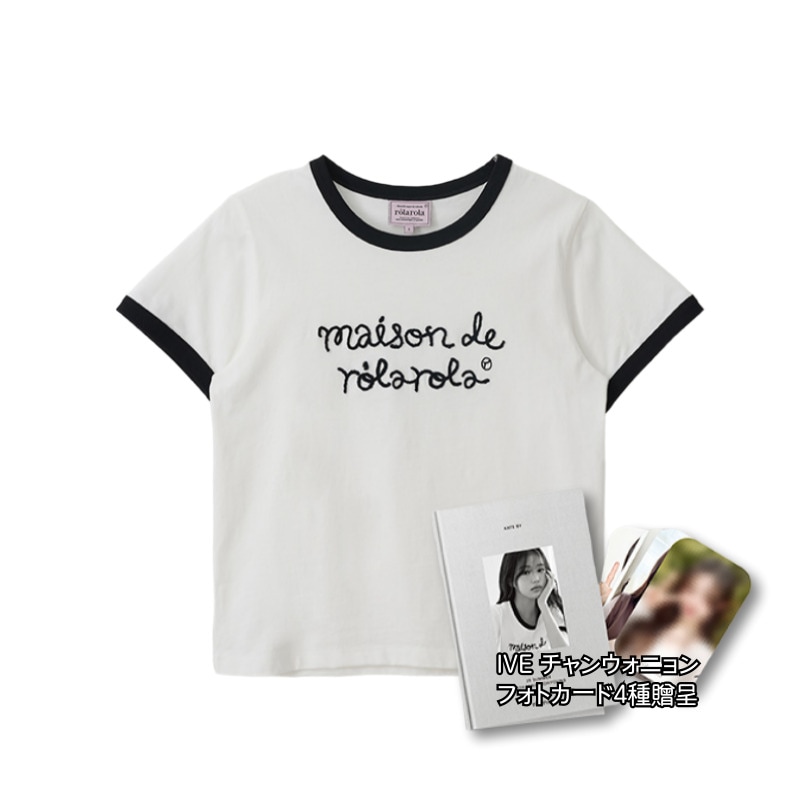 [IVE チャンウォニョンフォトカード4種贈品]MAISON DE ROLA RINGER T-SHIRT WH+BK / ロゴ 半袖 プリント Tシャツ カットソー