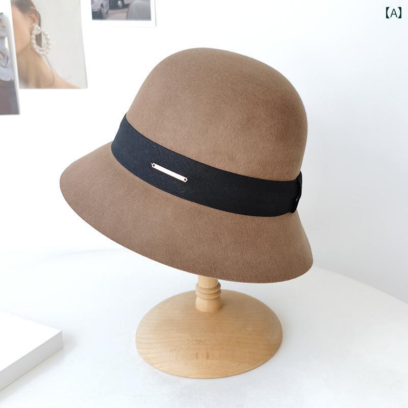 バケット ハット カジュアル おしゃれ 帽子 レディース 秋冬 女性 エレガント レトロ アウトドア ウール ウール 韓国 小顔効果 フェルト 4,734円