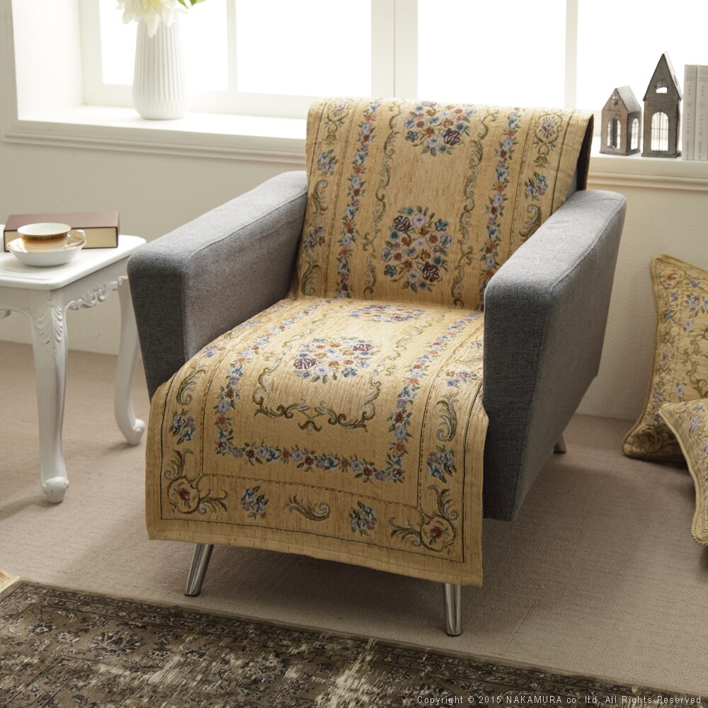 マルチカバー ソファーカバー 1人掛け 洗える 草木柄 かわいい イタリア製 一人掛け ジャガード織 ウォッシャブル ソファカバー