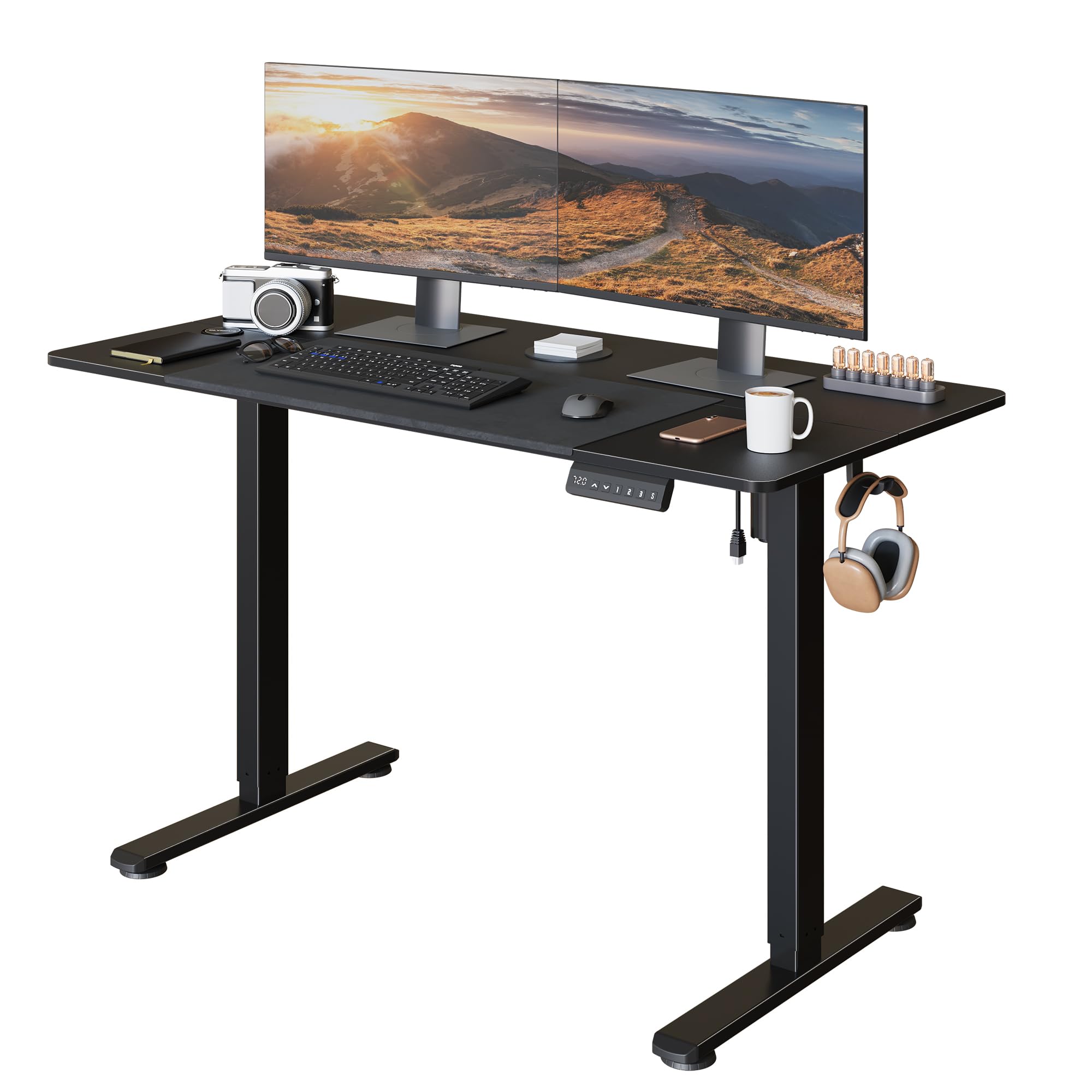 電動 オフィスワークテーブル スタンディングデスク 昇降式デスク 高さメモリー機能 静音 収納フック付き 上下昇降デスク テレワーク 在宅ワーク 幅120 x 奥行き60 x 高さ 97430