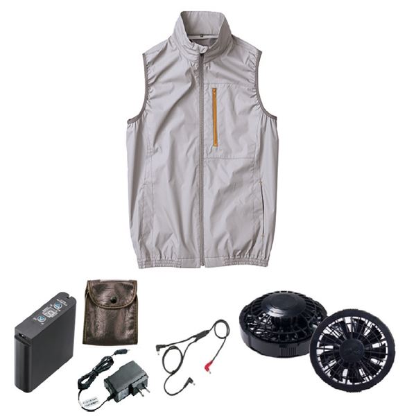 KU92140 空調服 R ポリエステル製 遮熱 タチエリ ベスト FAN2200B・RD9261・LIPRO2セット シルバー 3L作業着