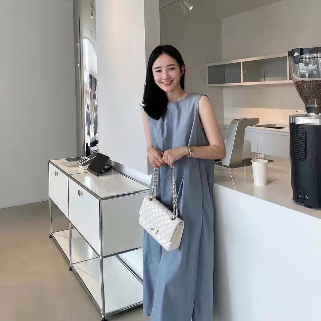 ワンピース ノースリーブ ラウンドネック ロング丈 バックレス ハイウエスト ルーズ 韓国 レディース かわいい 可愛い キュート 大人可愛い 大人女子 シンプル きれいめ カジュアル 大人