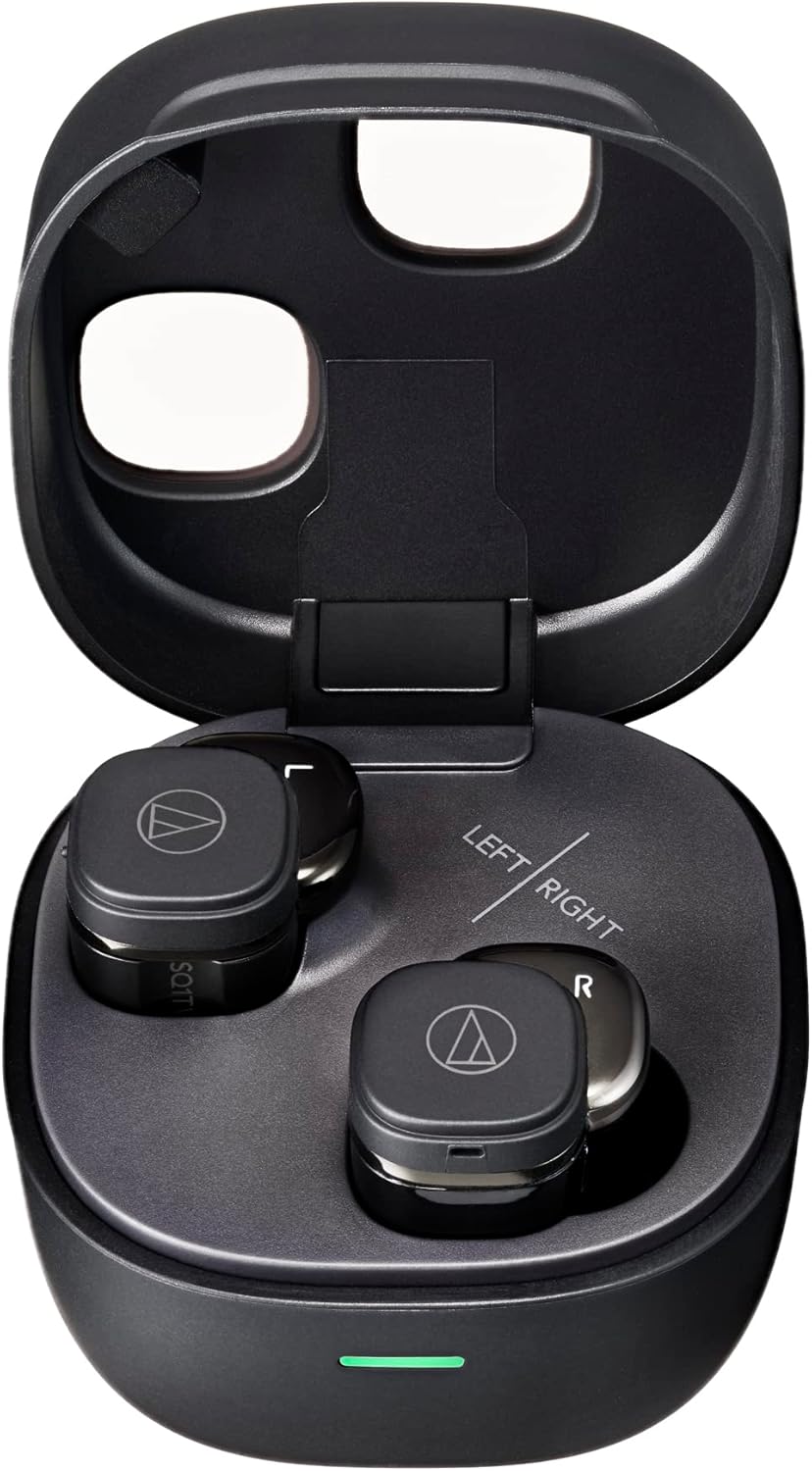 オーディオテクニカ ATH-SQ1TW2 BK ワイヤレスイヤホン bluetooth/小型 軽量 / 最大20時間再生 / 低遅延/外音取込み/マルチポイント/マルチペアリング/防水 IPX5 /