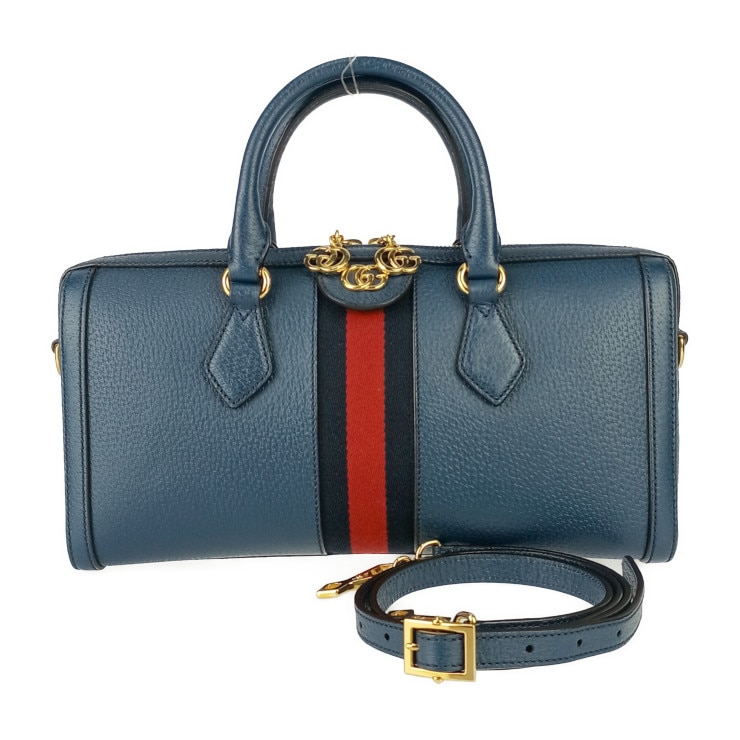 超美品 GUCCI グッチ ハンドバック GG オフィディア ミニボストンバッグ 524532 ネイビー ゴールド金具 レザー 2WAY ショルダーバッグ シェリーライン【本物保証】 156,600円