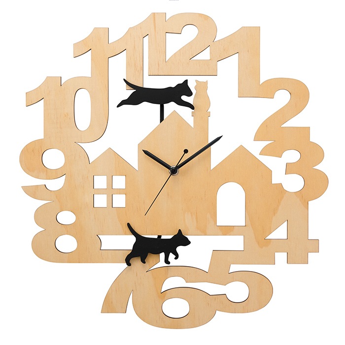 木製振り子時計 ねこ I-31262
