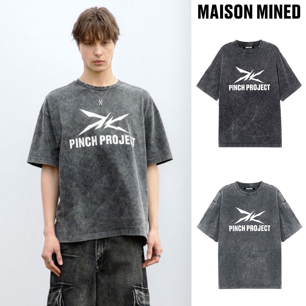 【MAISON MINED】 PINCH SIGNATURE WASHED HALF T