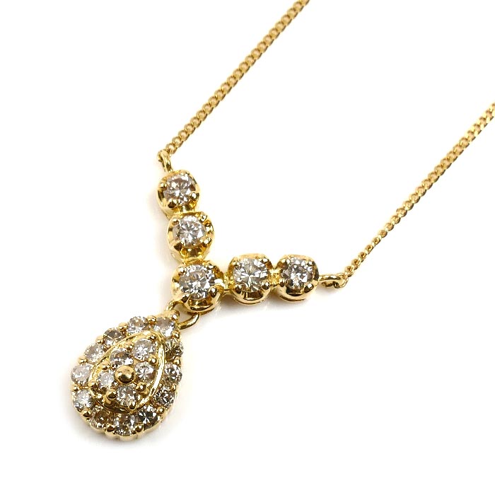 K18YG イエローゴールド ネックレス ダイヤモンド0.50ct 2.5g 41cm レディース 中古