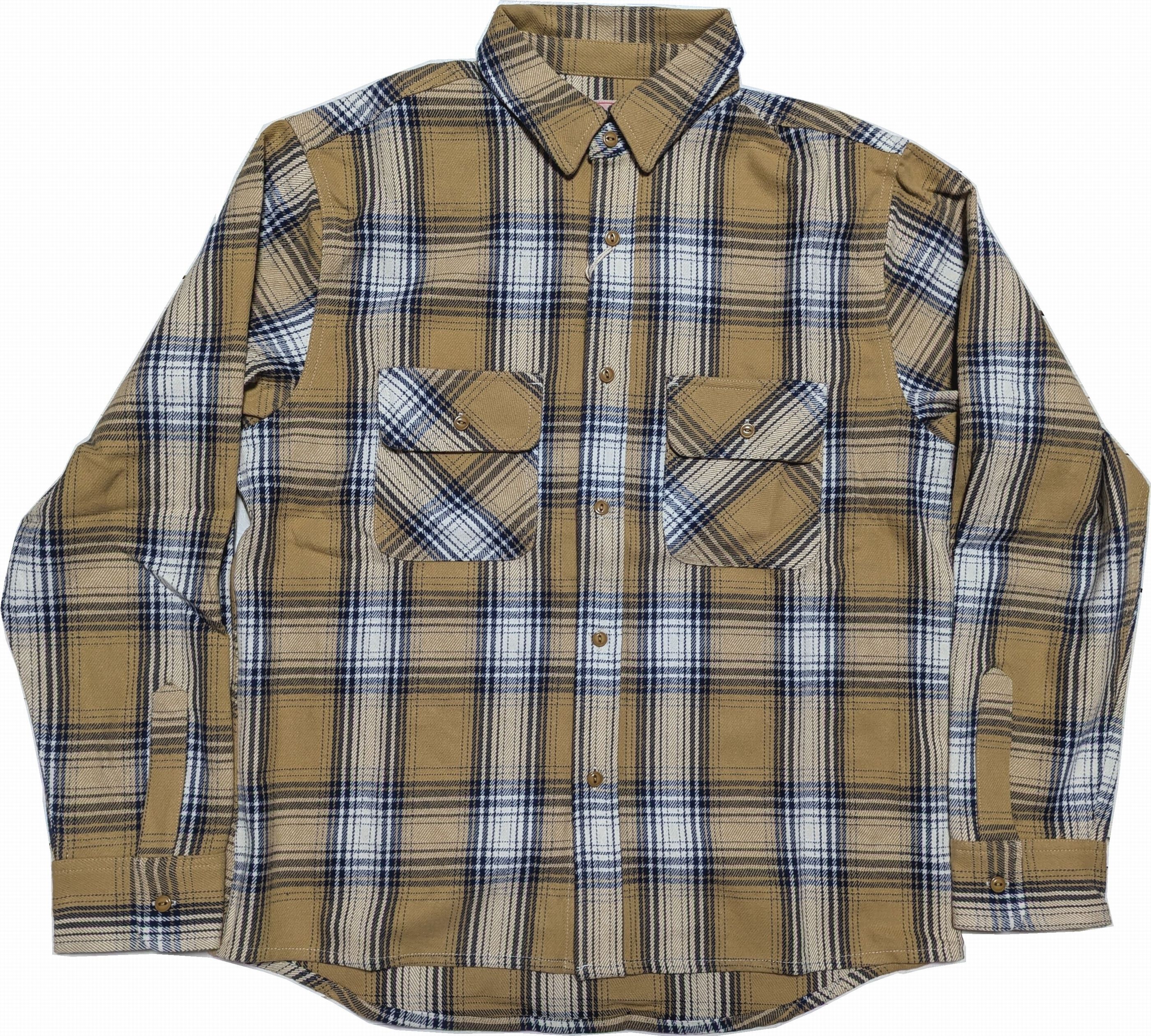 長袖 ヘビーフランネルシャツ ベージュ メンズ　HEAVY FLANNEL SHIRTS BEIGE 004