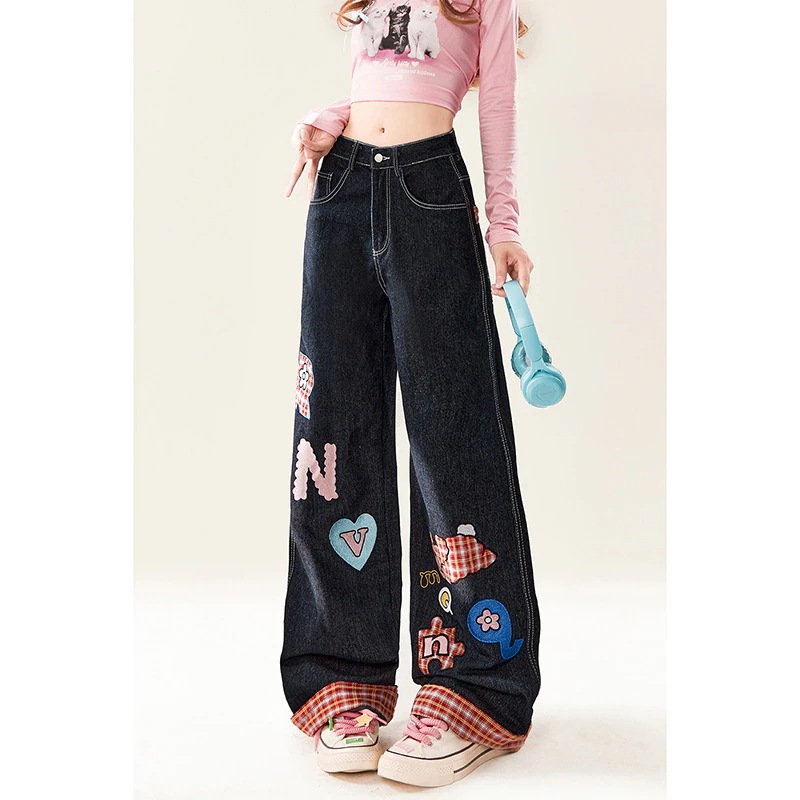 アメリカのレトロな漫画刺繍ジーンズ