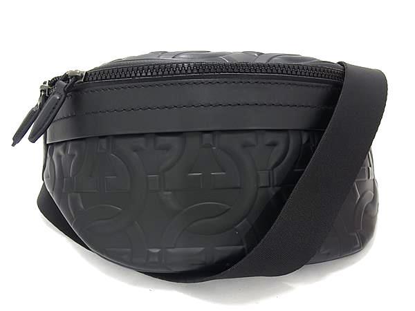 ボディバッグ ガンチーニ ウエストバッグ 24 0615 ブラック系 PVC レザー メンズ【本物保証】