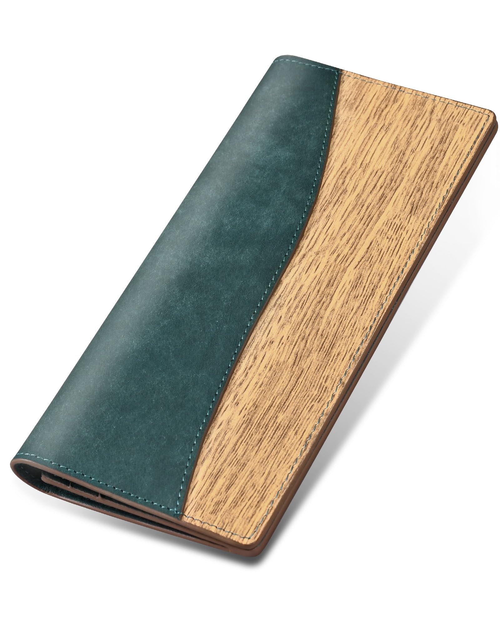 財布 メンズ 長財布 薄い 革 プエブロレザー 二つ折り サイフ 小銭入れ コンパクト 18cm お札入れ 長さいふ 薄型 木目調レザー 紳士用 おしゃれ 人気 ギフト (紺色)