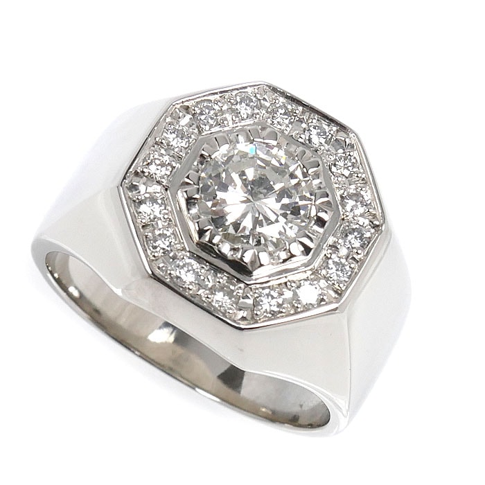 Pt900プラチナ リング・指輪 ダイヤモンド1.013ct/0.33ct 20号 28.4g メンズ 中古 美品