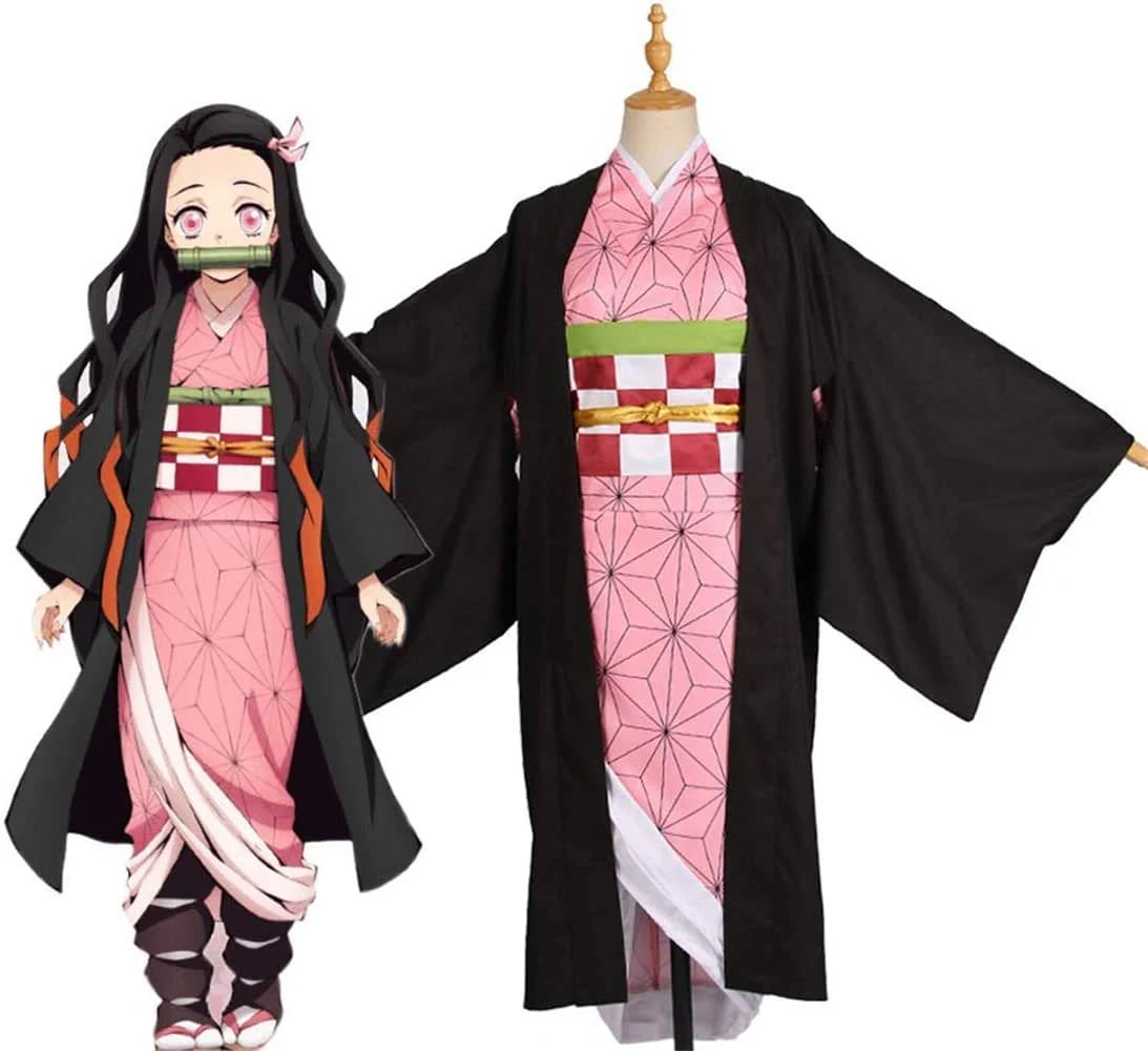 鬼滅の刃 コスプレ衣装 竈門禰豆子（かまど ねずこ）コスプレ 羽織 着物 和装 豪華 華麗 きめつのやいば 文化祭 学園祭 イベンド 変装 仮装