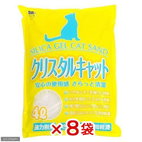 猫砂　お一人様１点限り　ＮＥＷ　クリスタルキャット　４Ｌ　８袋　猫砂　シリカゲル　ＣＲＣ30―14―50―20―00