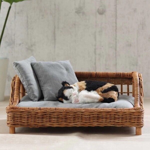 籐 ペットベッド クッション付 ラタン製 幅60cm
