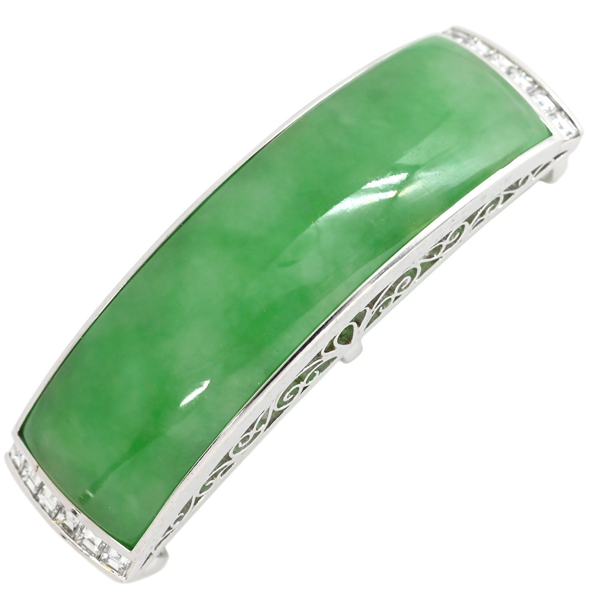 アクセサリー 帯どめ 帯留め 翡翠 Pt900 ヒスイ ダイヤモンド ホワイトゴールド 緑 ひすい グリーン ダイヤ プラチナム 【中古】