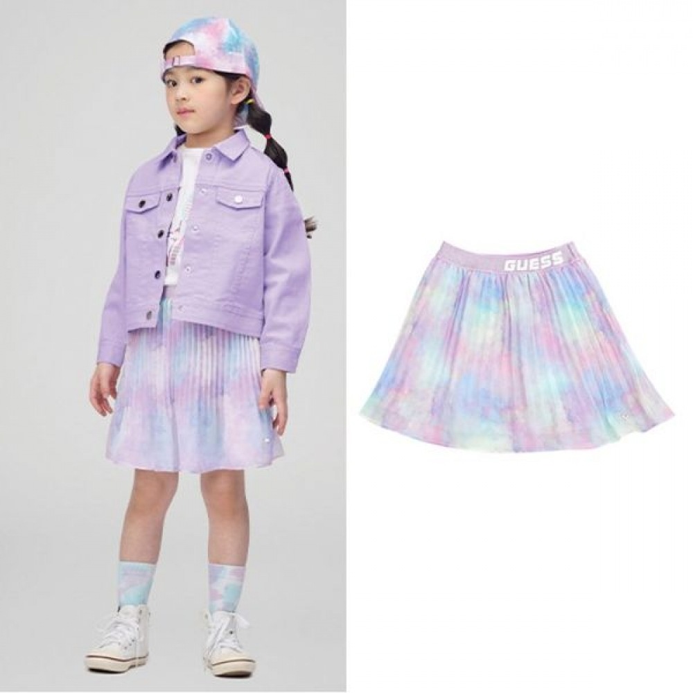 [ゲスキーズ] ウォータープリントファインリンクルスカート (G23KAS010-T)