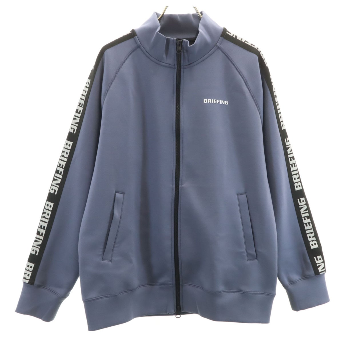 美品 ゴルフ ダンボールニット ジップジャケット M ネイビーグレー メンズ 古着