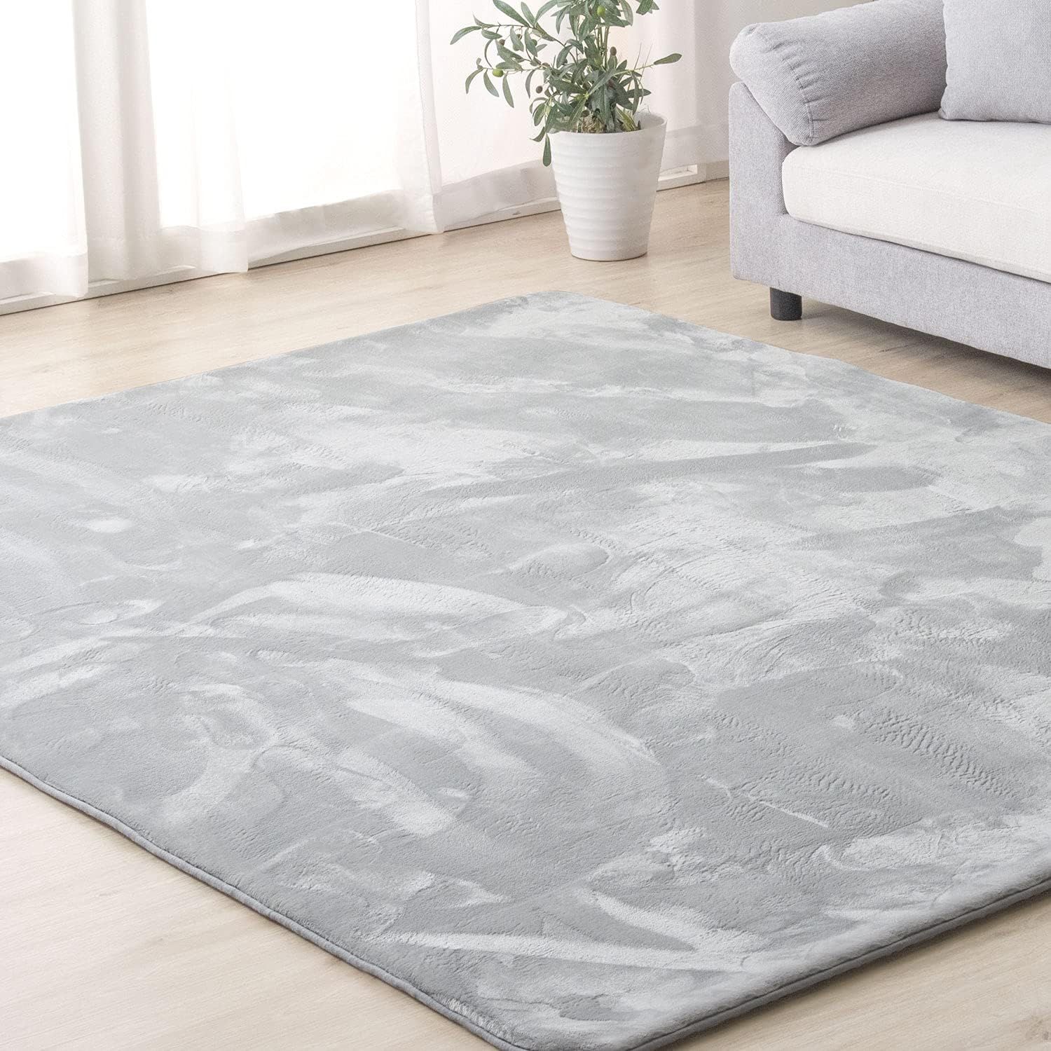 ラグ カーペット 高反発 極厚25mm 200×300cm 約3.5畳 防音 滑り止め ホットカーペット対応 スノーグレー (93855)