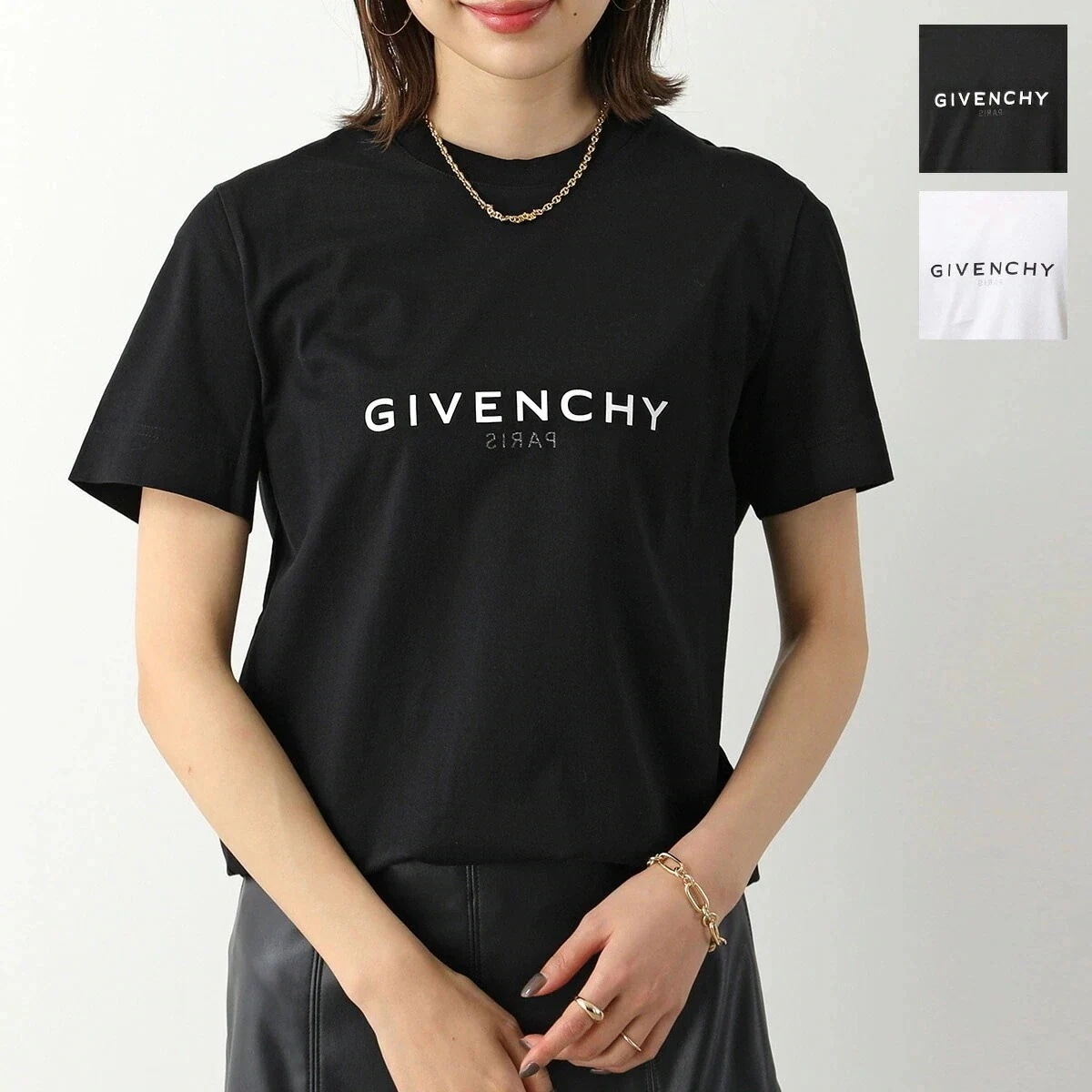 GIVENCHY ジバンシィ Tシャツ BM71653Y6B レディース リバース スリム 半袖 クルーネック カットソー ロゴ カラー2色