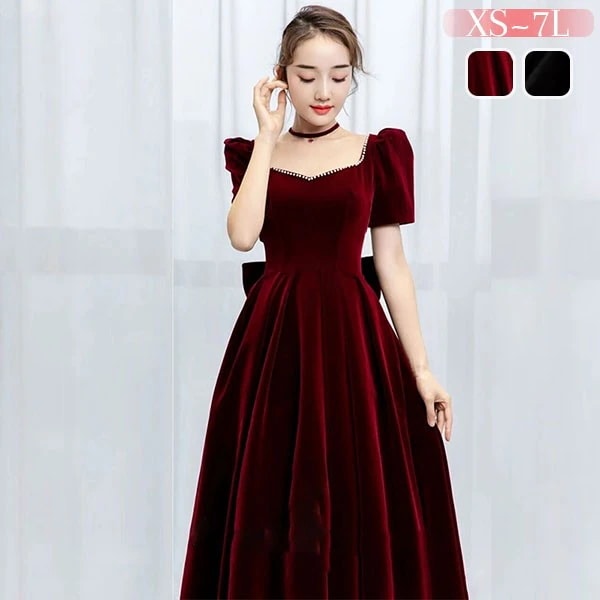 ドレス 大人 ピアノ 発表会 ロングドレス 演奏会 結婚式 母親 ドレス ピアノ発表会 黒 袖付き ワンピース 半袖 演奏会ドレス 演奏会用ドレス パーティードレス イブニングドレス ロング丈 大きい