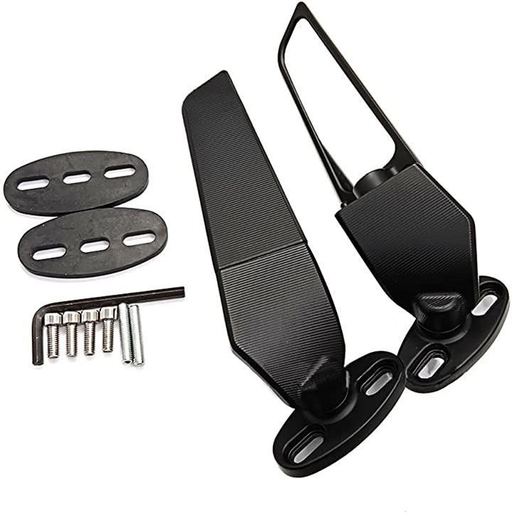 汎用 アルミ ウイングミラー 調整可能 回転サイドミラー( ブラック)