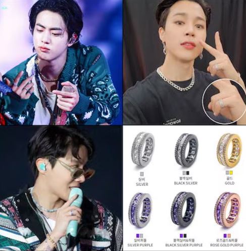 [BTS JIMIN & JIN & J-HOPE& NCT CHENLE & ITZY YEJI 着用] AAA DIA 3Line ring ダイヤクリスタルスリーラインリング