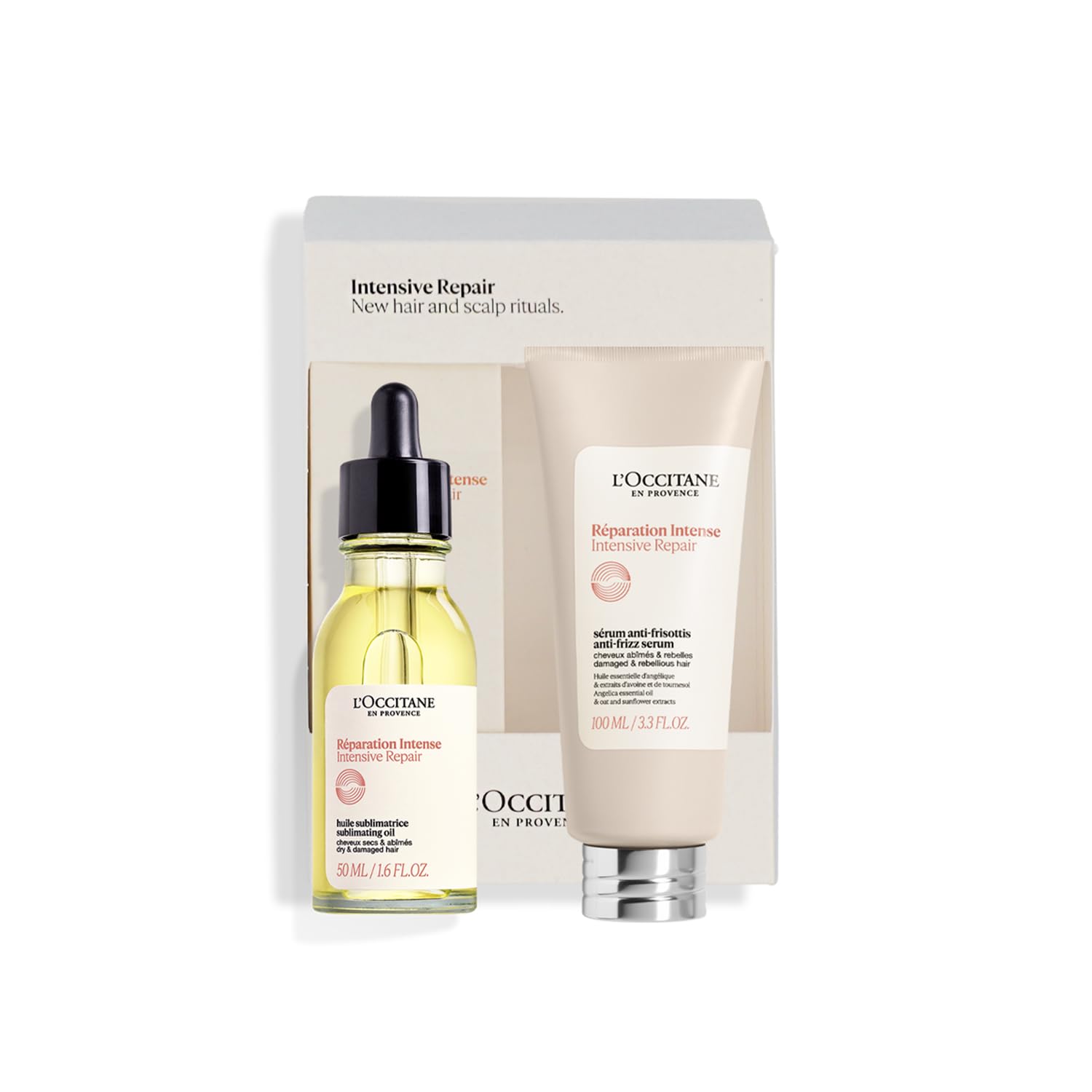 ロクシタン(LOCCITANE) インテンシヴリペア ヘアケアデュオ ヘアオイル ヘアミルク トリートメント セット うるおい 女性用 男性用 人気 ファイブハーブス リペアリング シリーズが処方を