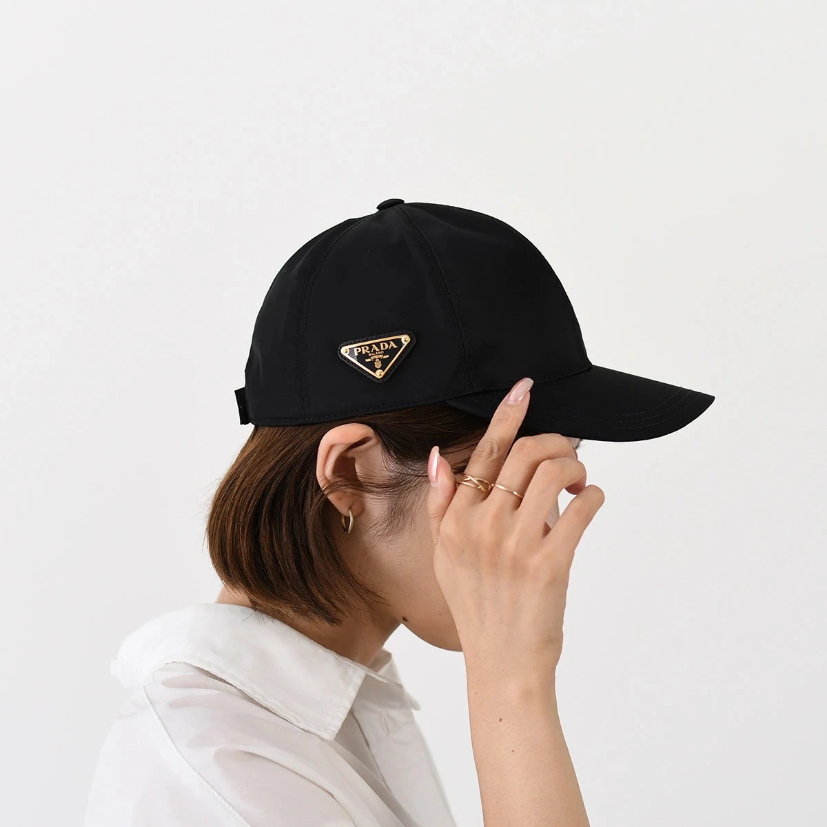 キャップ Re Nylon ベースボールキャップ ナイロン CAP 帽子 BLACK ブラック 黒 無地 シンプル 三角ロゴ 人気 ギフト