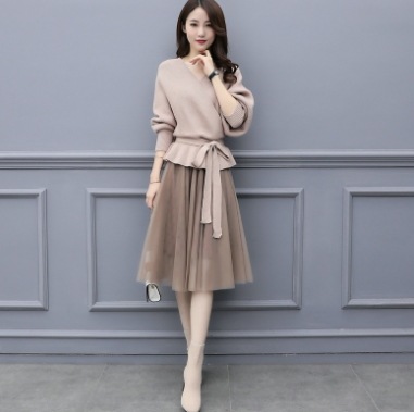 デート モテコーデ ハレの日 トップス スカート セットアップ パーカー シフォンスカート 膝丈 ひざ丈 長袖 Vネック セミフレア シフォン リボン ウエストマーク 透け感 2点セット かわいい