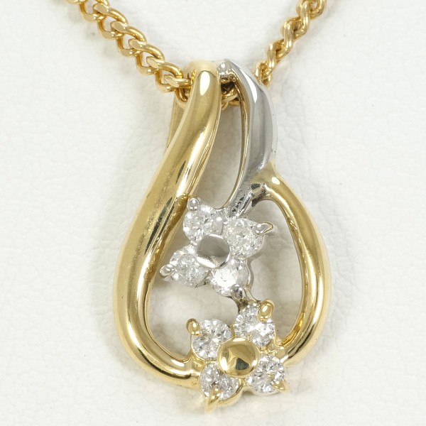 PT900 プラチナ K18YG ネックレス ダイヤ カード鑑別書 約40cm ジュエリー 中古