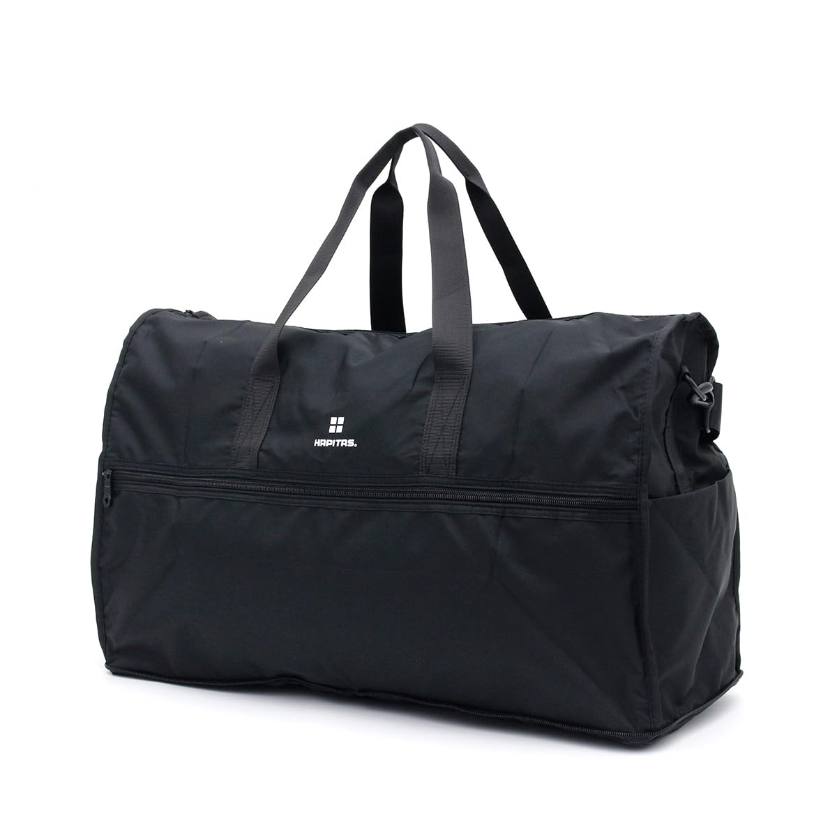 全国送料無料 [ハピタス] スーツケースにキャリーオンできる 折りたたみボストンバッグ Lサイズ HAPITAS 500kg 431.ロゴブラック