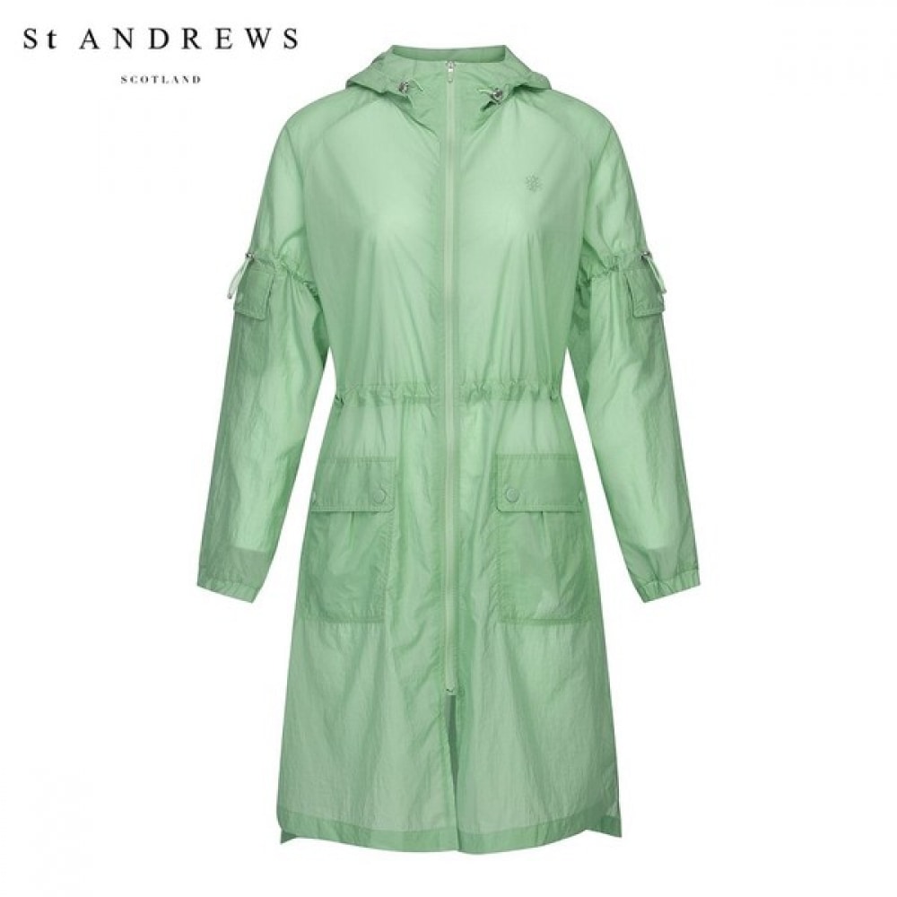 (St Andrews) レディースストリングフード付きシアーロングジャンパー