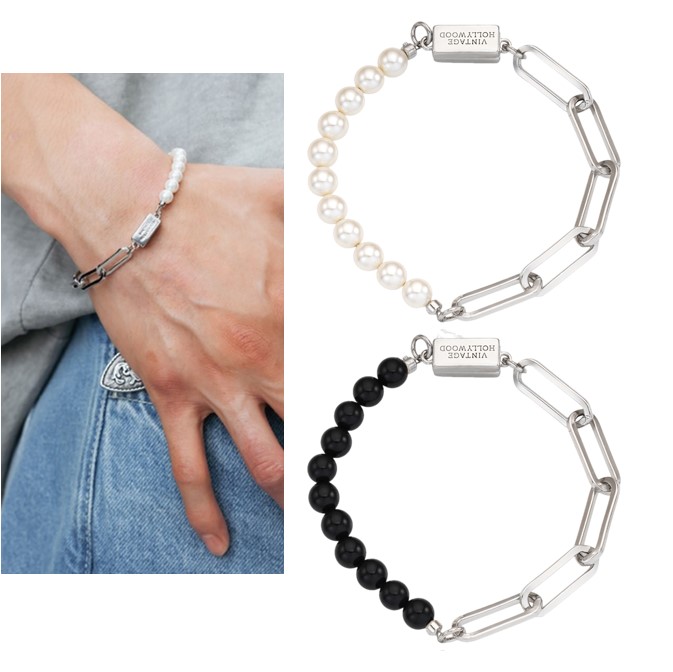 Chain Half Pearl Bracelet