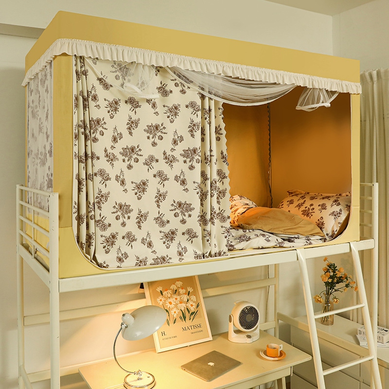 小さな新鮮な強力な遮光ベッドカーテン学生寮蚊帳大学寮シングル上下舗装テント 3 ドア