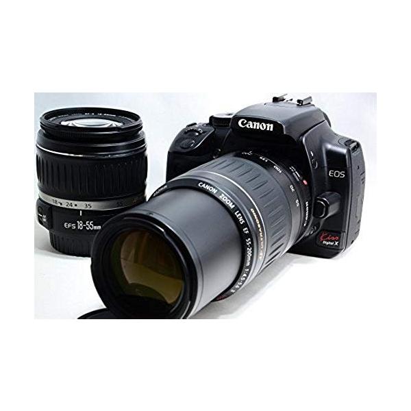 【中古】キヤノン Canon EOS Kiss デジタル X ダブルズームキット ブラック KISSDXB-WKIT