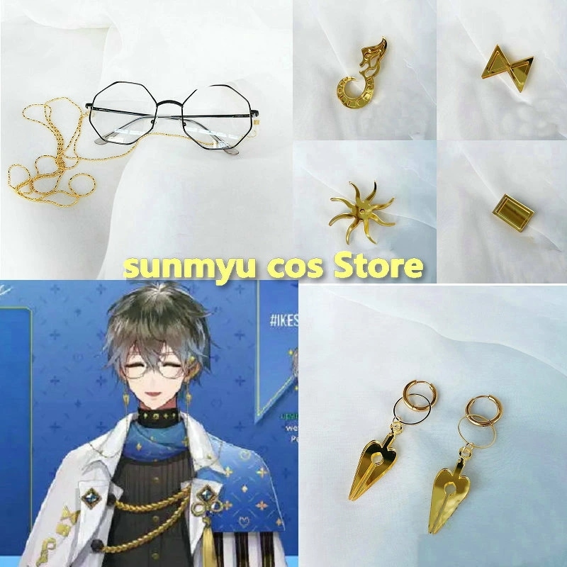 Vtuber バーチャル にじさんじ アイク・イーヴランド イヤリング＋メガネ＋バッジ コスプレ道具 アクセサリー 飾り 8,413円