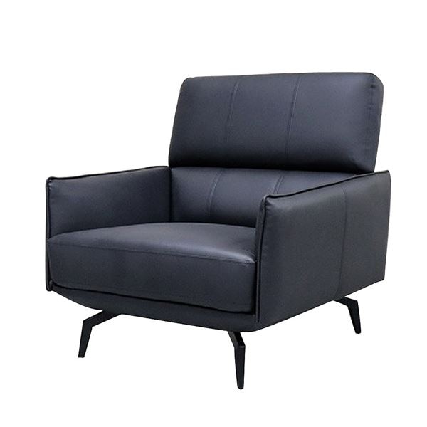 モダンソファ [1人掛け ブラック] 背もたれ可動式 合成皮革 ソファー 脚部組立品