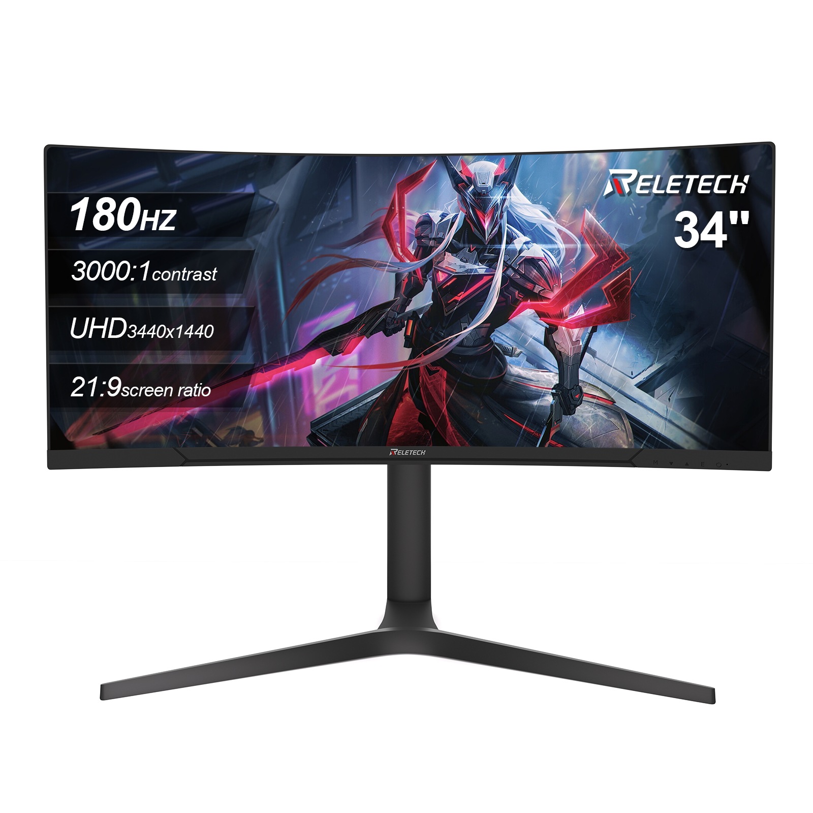 R34V Horizon 34インチ ウルトラワイドモニター UWQHD 3440×1440 VAパネル 180Hz 曲面 高コントラスト3000:1 HDMI DP VESA75