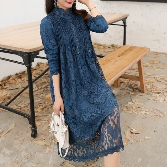 【送料無料】マタニティ ワンピース サイズ展開豊富 M3XL ミディ丈 レース