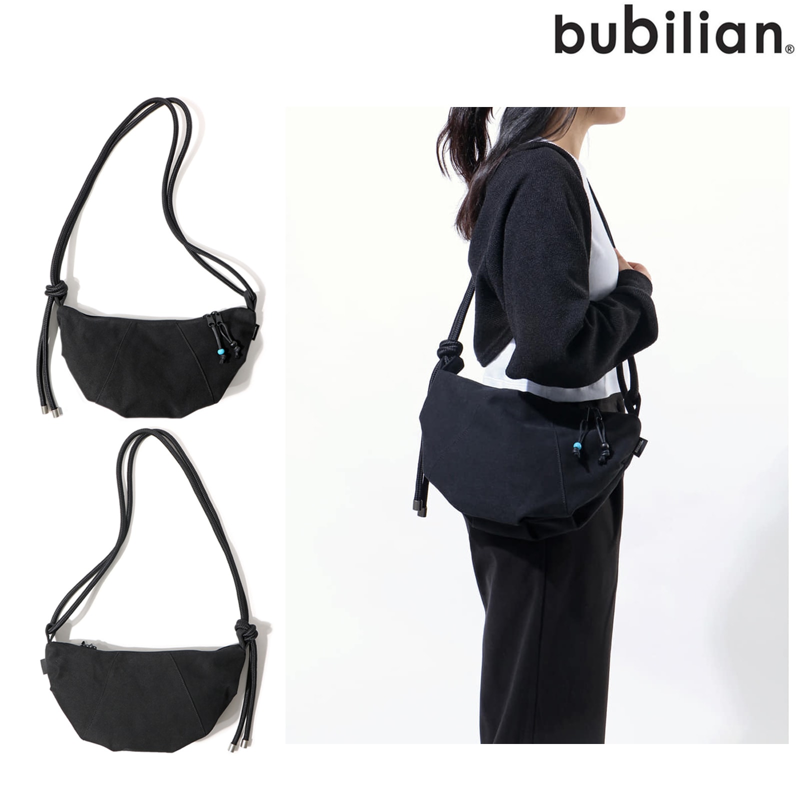 Baljor Croissant Croissant Cross bag [BLACK] 韓国 Unisex 多機能 リュック 旅行 通学 人気 おしゃれ 5,468円