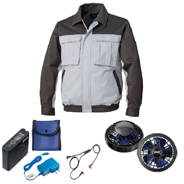 KU91920空調服 綿厚手 脇下マチ付FAN2400SPBB/LISUPER1銀xダークグレーLL